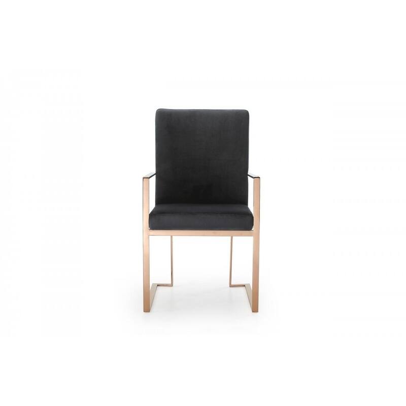HomeRoots Black And Gold Upholstered Fabric Dining Arm Chair
