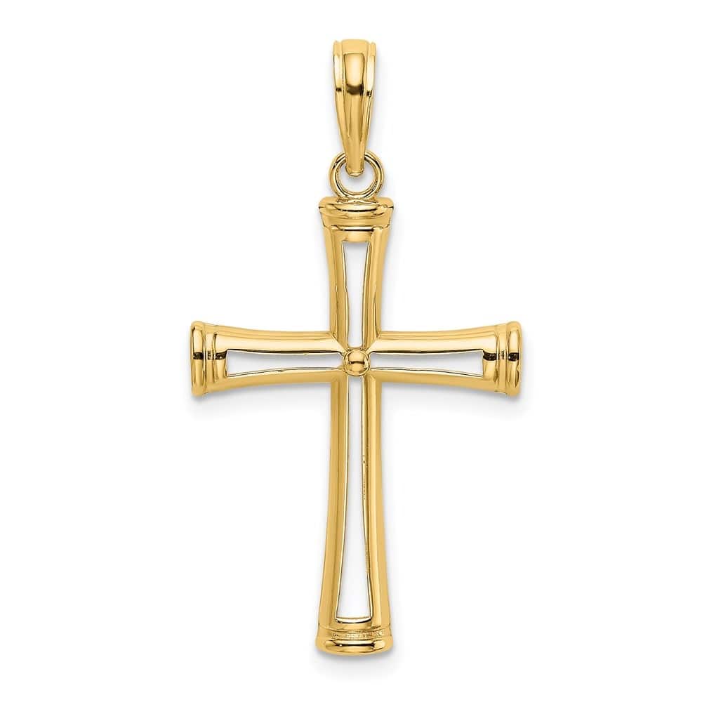14k Yellow Gold Polished & Cut-Out CROSS