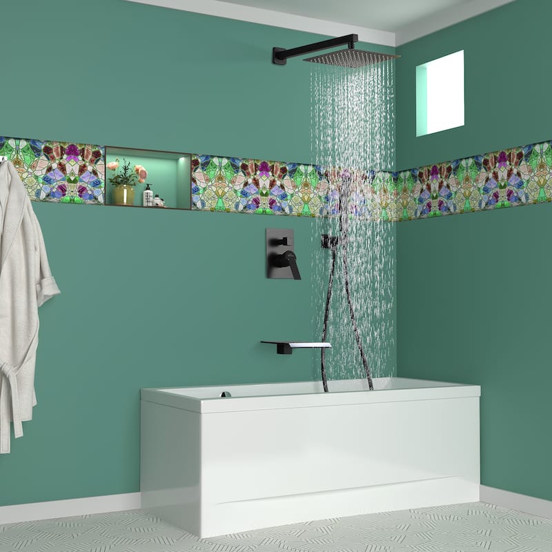 3-Function Wall Mount Shower Faucet with 12 in. Fixed shower head