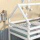 preview thumbnail 18 of 19, Twin over Twin Size Wood Loft Bed with Roof Design, Safety Guardrail and Ladder