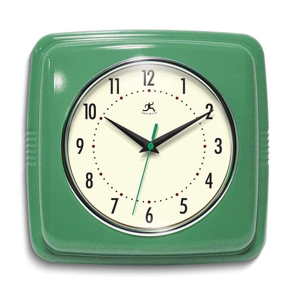 Curata Square Retro Green Finish Metal Quartz Wall Clock with Silent