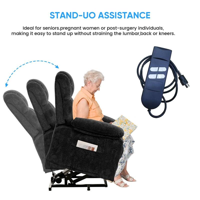 Mixoy Velvet Power Lift Recliner Chair,Dual Motor Heat Massage Electric Recliners Arm Chair with Remote