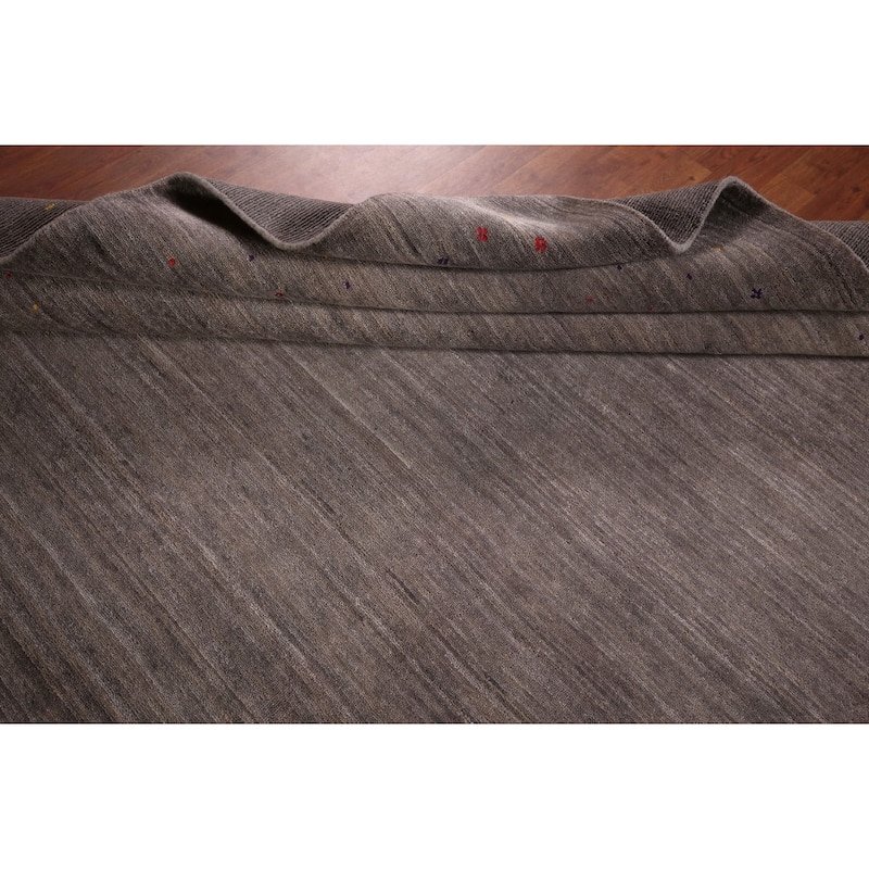 Gabbeh Indian Area Rug Handmade Brown Wool Carpet - 8'2"x 9'9"