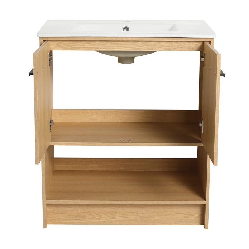 ARTCHIRLY 30/36 Inch Bathroom Vanity with Sink, Freestanding Bathroom Vanity with Soft Close Doors and Shelf