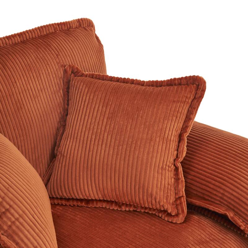 Corduroy Single Sofa With 2 Pillows