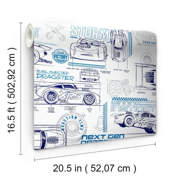 Blue Disney & Pixar Cars Schematic Peel and Stick Wallpaper Peel and — free download