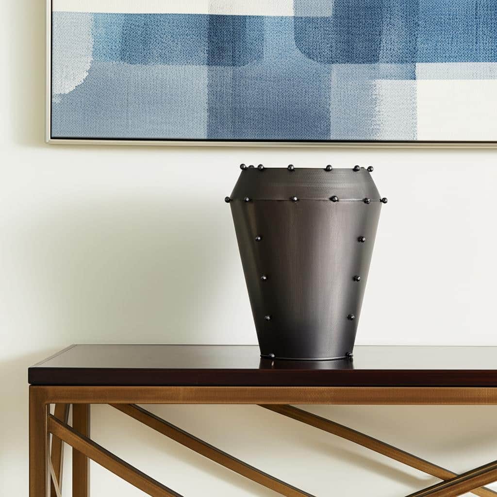 12" Gray Metal Table Vase - 9.84