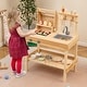 preview thumbnail 2 of 7, Kids Wooden BBQ Grill Playset with Food and Open Storage - 27" x 16" x 35.5"