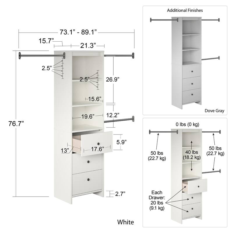 Systembuild Evolution Bodwell Closet Storage Organizer