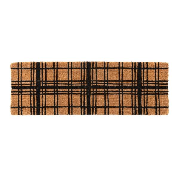 slide 2 of 3, Natural Coir Double Doormat with Grid Pattern