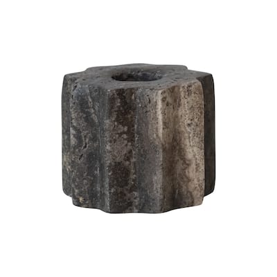 Carved Travertine Taper Holder - 2.5"L x 2.5"W x 2.0"H