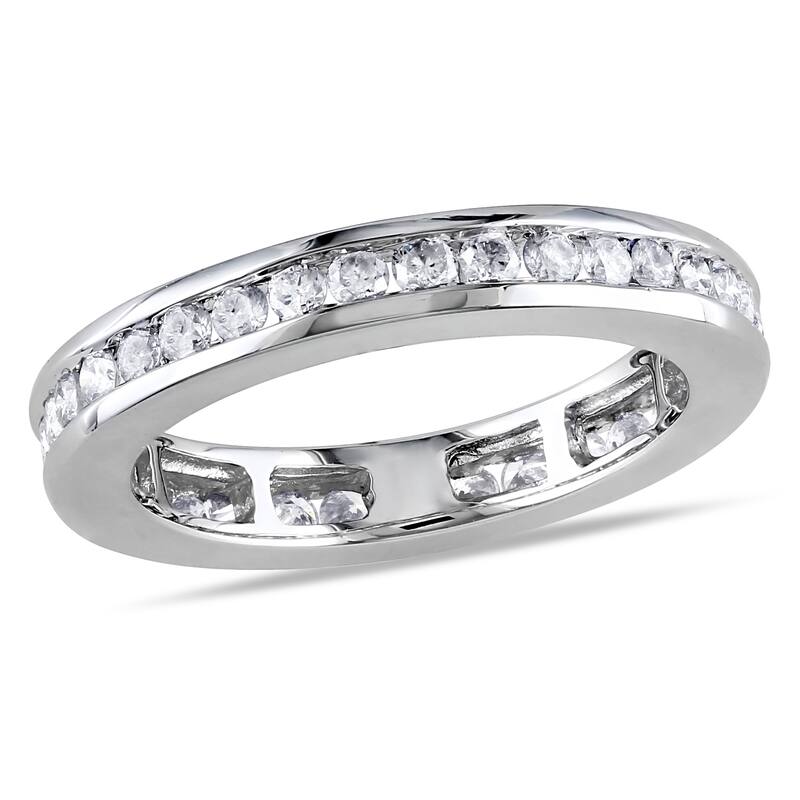 Miadora 4/5ct TDW Channel Set Diamond Eternity Ring in 14k White Gold