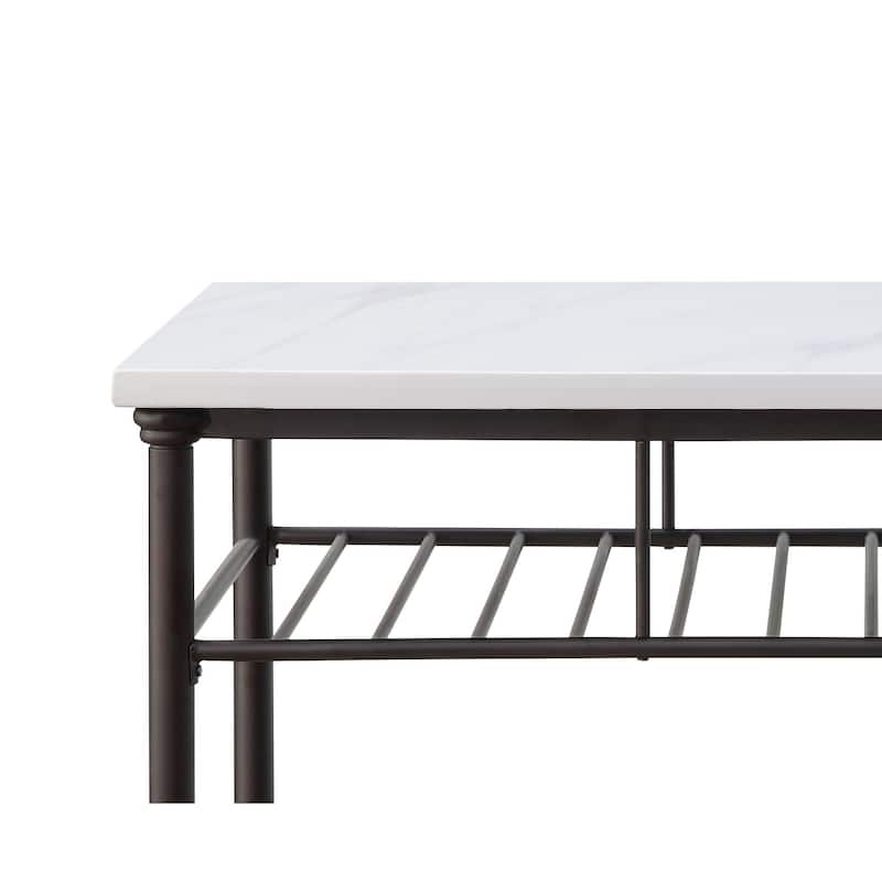 Freyja White Cultured Marble Top & Gray Finish Kitchen Island(no include stool)