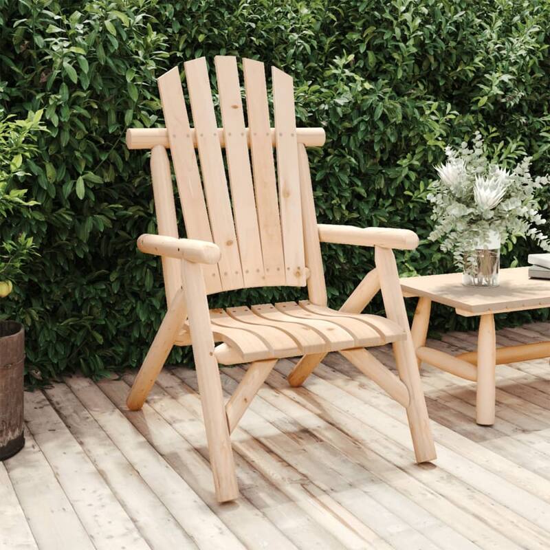 vidaXL Patio Chair 26.8"x33.9"x40.6" Solid Wood Spruce - 26.8" x 33.9" x 40.6" with burned look - Brown