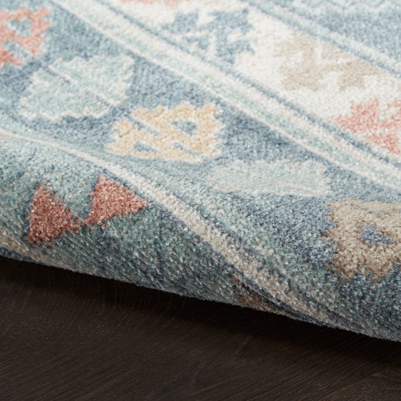 Nourison Washable Beauty Machine Washable Indoor only Blue Geometric Area Rug - 6' 7" x 9' - Blue - Rectangle