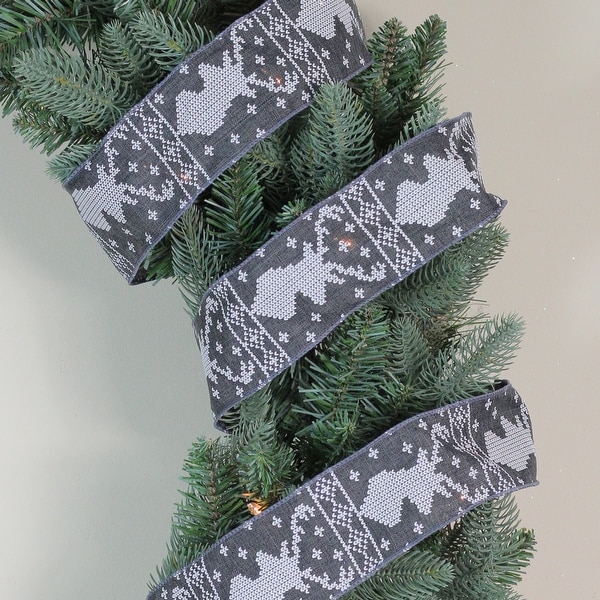 2.5/" WIRED CHRISTMAS RIBBON GREEN ORGANZA WITH RED,LIME,/& GOLD GLITTER TREES