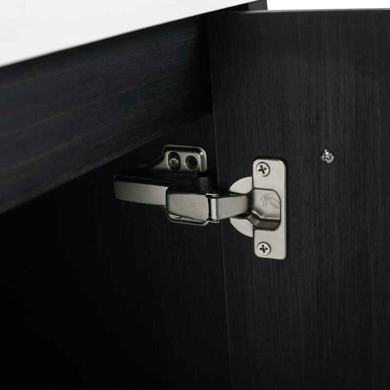 Wall mounted bathroom vanity with sink and storage shelf