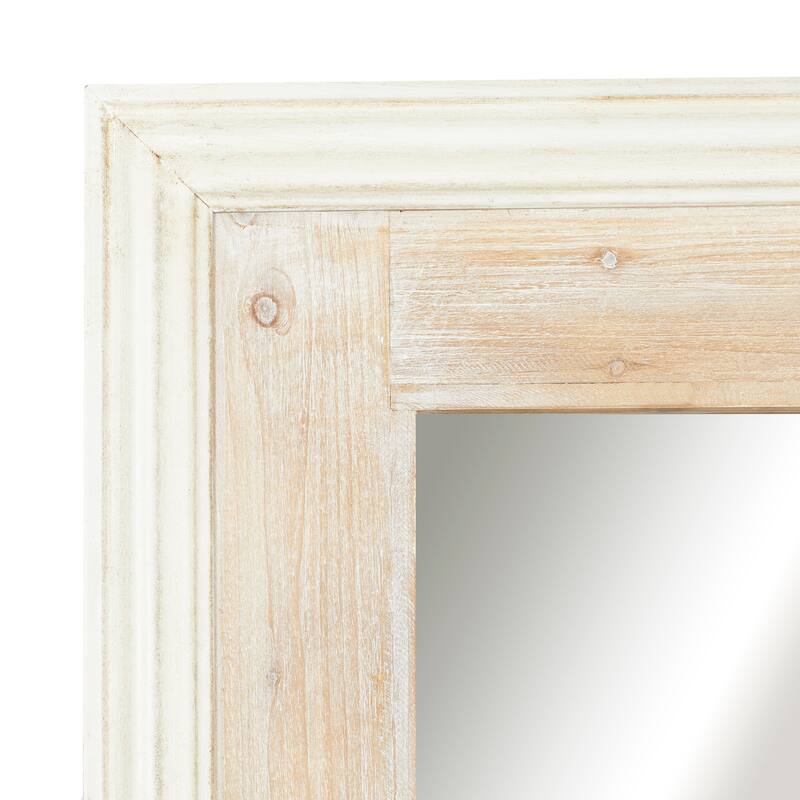 Wood Wall Mirror - White - Roche River Decor - 2"W x 26"L x 59"H