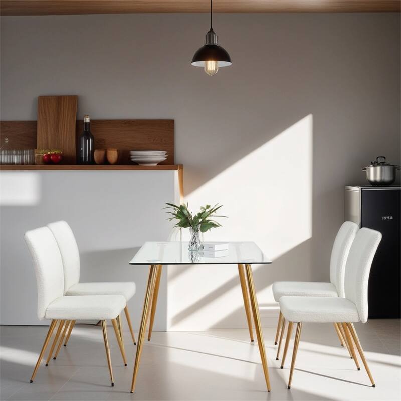 Modern Teddy Upholstered Dining Chair with Metal Legs (set of 4) - N/A