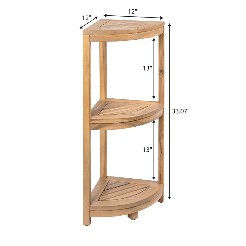 33" Sela 3-Tier Acacia Wood Freestanding Bathroom Corner Shelf