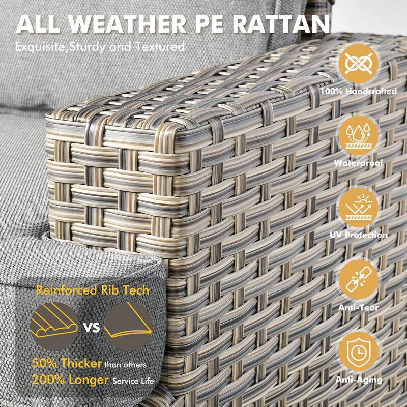 XIZZI 9-piece Outdoor Patio Wicker Furniture Swivel Chair Set