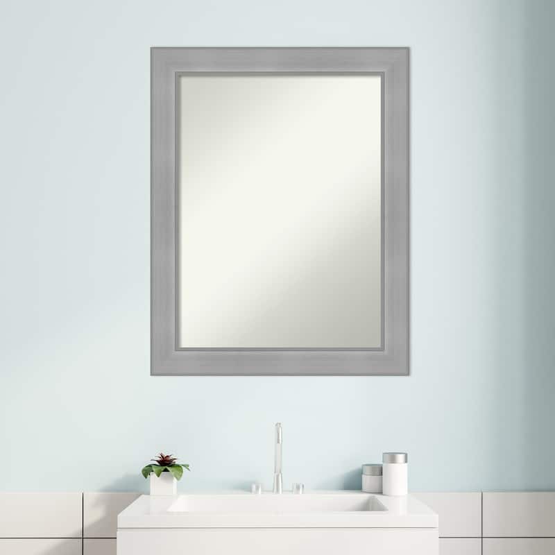 Non-Beveled Bathroom Wall Mirror - Vista Brushed Nickel Frame