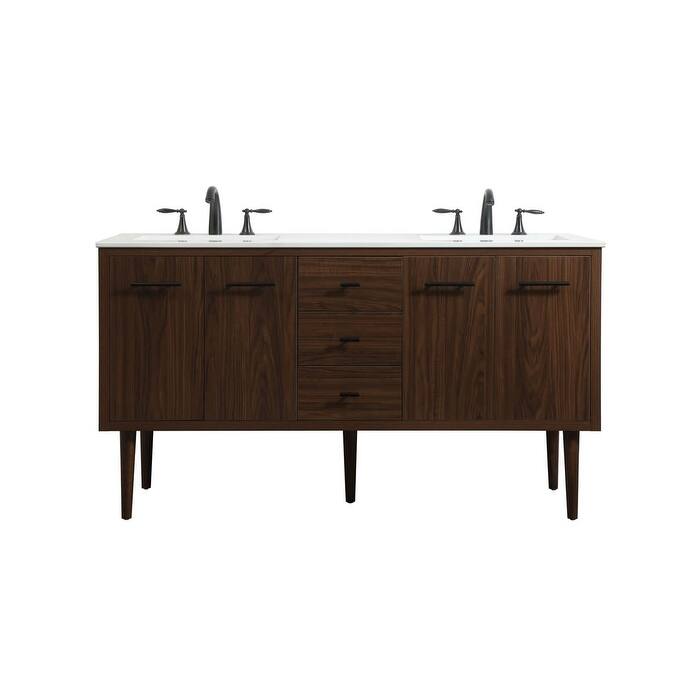 Elegant Lighting VF48060DM Cyrus 60" Free Standing, Wall Mounted - Walnut - Wood Finish