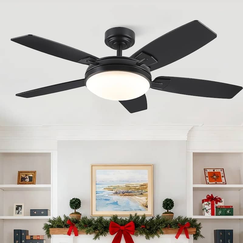 52" Downrod Ceiling Fan with Light, Modern LED Ceiling Fan,Remote and APP Control,Quiet DC Motor,sloped ceiling compatiable