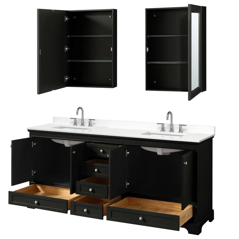Deborah 80-inch Double Vanity, Quartz Top, Medicine Cabinets