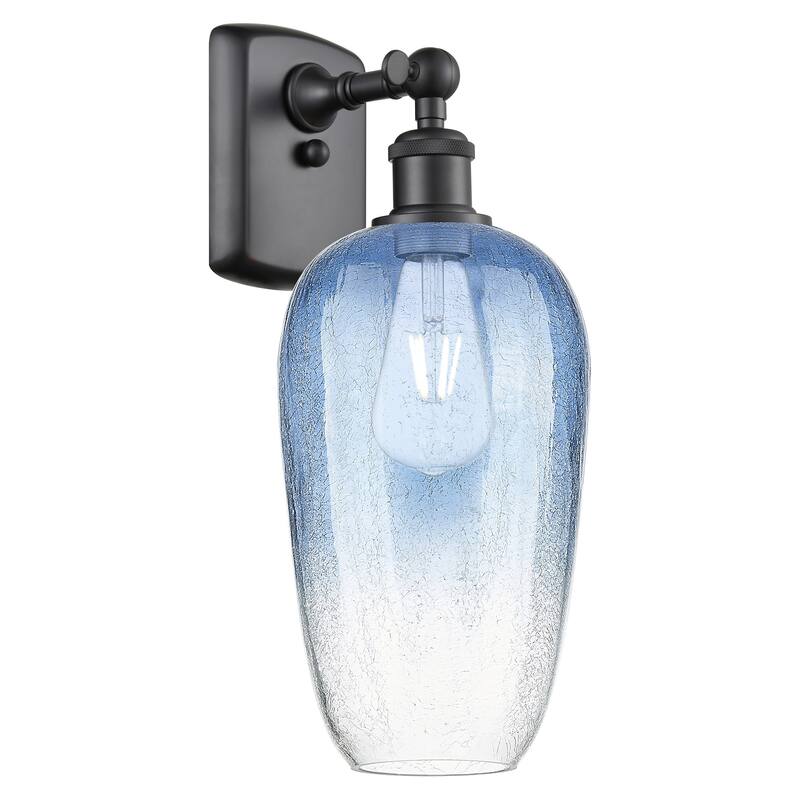 Innovations Lighting 516-1W-16-7 Brookhaven Flute Sconce Brookhaven - Matte Black / Sapphire Blue