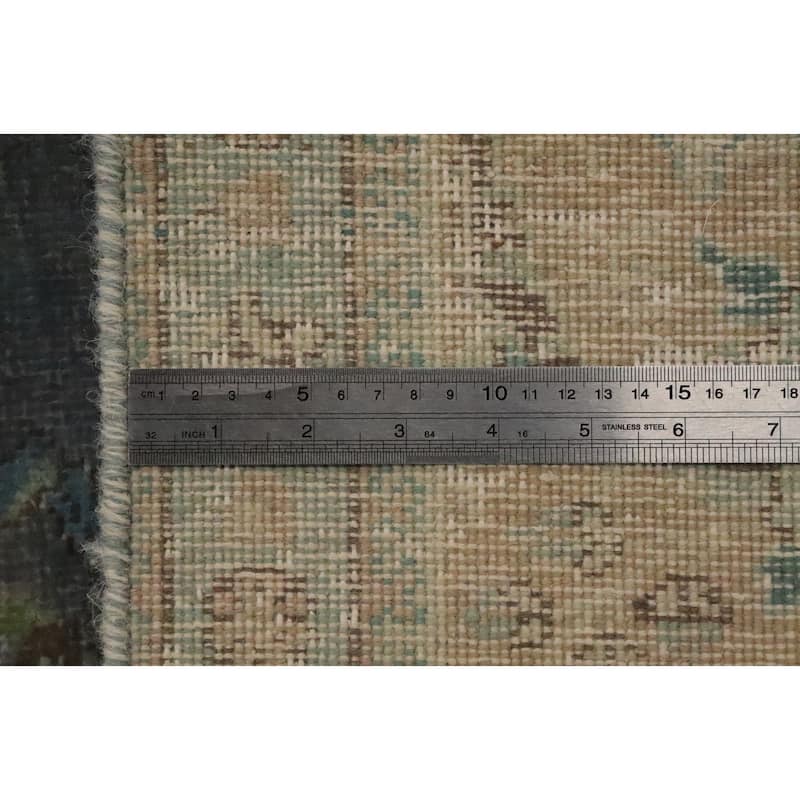 Hand Knotted Oriental 100% Wool Carpet Traditional Medallion Greys & Charcoal Tabriz Area Rug - 10' 11'' X 8' 0''