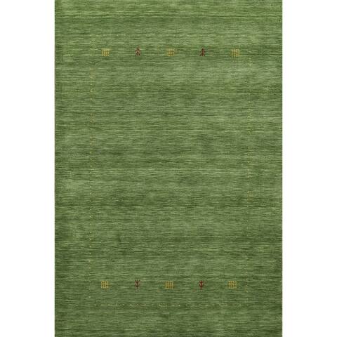 Green Tribal Gabbeh Oriental Wool Area Rug Hand-knotted Foyer Carpet - 4'8" x 6'8"
