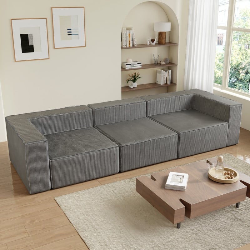 Right Armrest Corduroy Compression Sofa