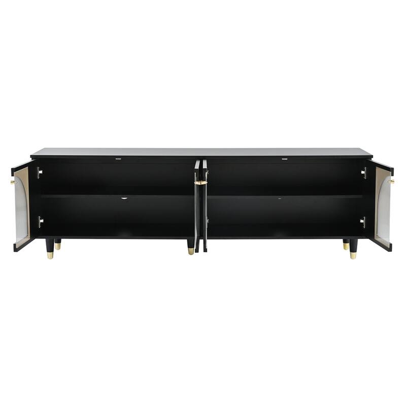 Contemporary TV Stand with Adjustable Shelves for TVs Up to 78" - Black