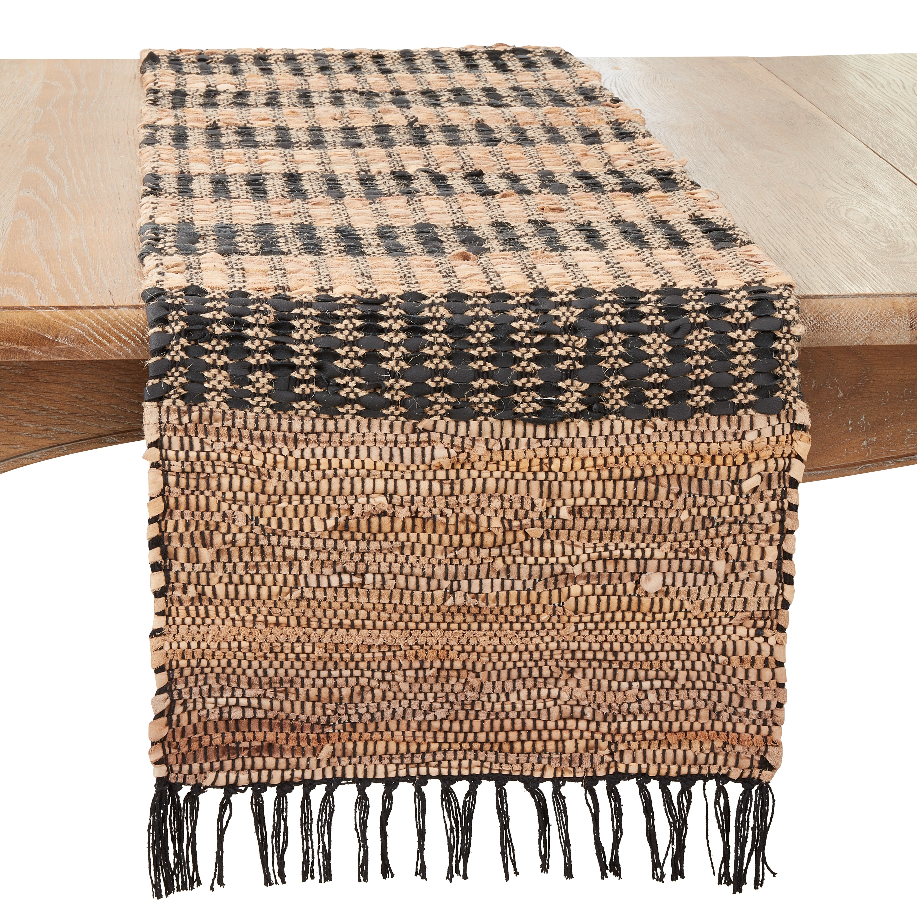 Saro Lifestyle Rustic Charm Striped Chindi Table Runner - 16"x72"