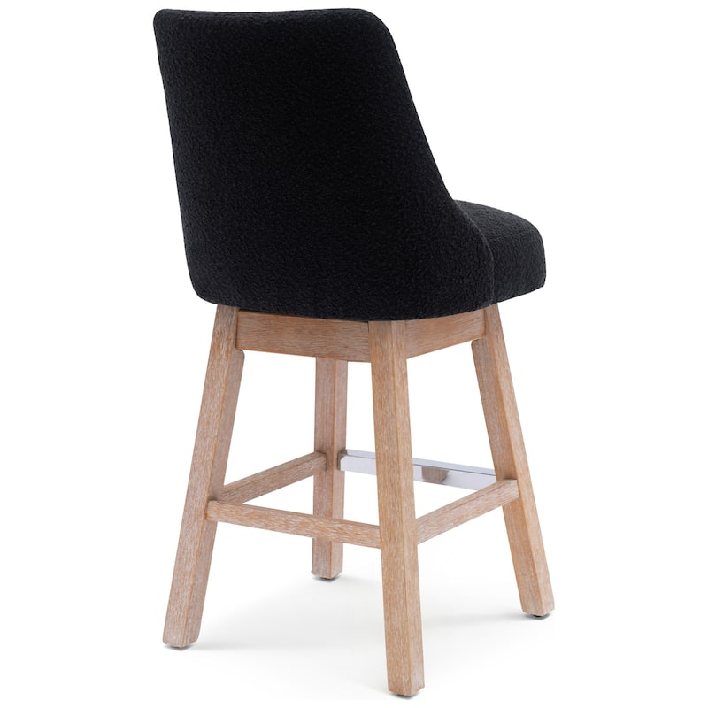 Boucle Polyester Upholstered Swivel Counter Stool - Foot Glides (Set of 2)