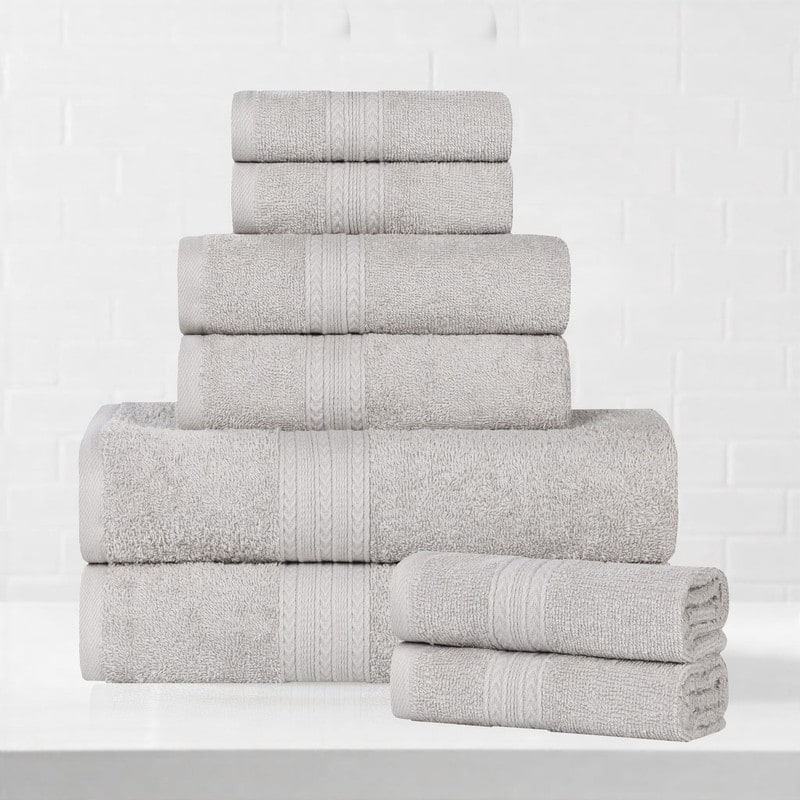 Superior Eco-Friendly Cotton 8-Piece Towel Set - Silver