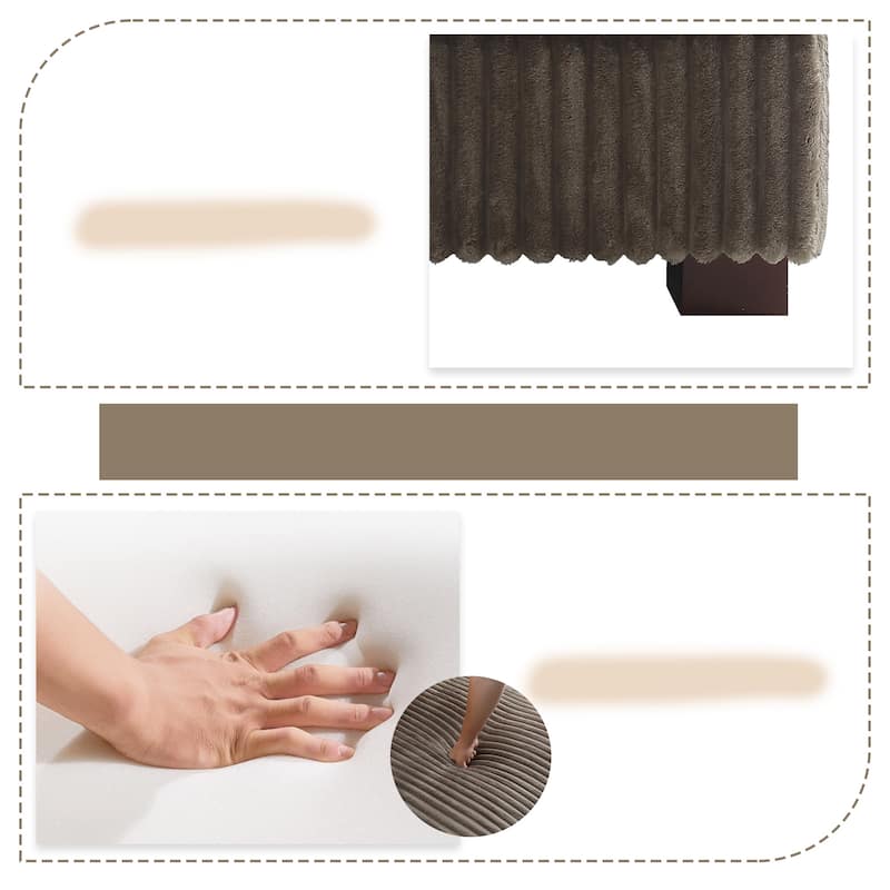 Modern Overise Plush Corduroy Ottoman With Wood Leg