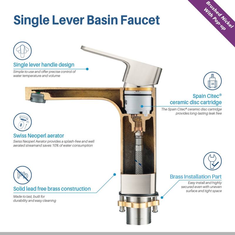 Solid Brass Lead-free Single-handle High Arc Bathroom Faucet