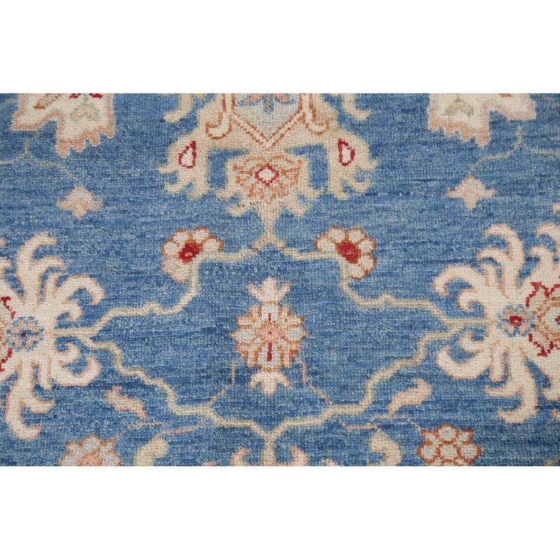 Vegetable Dye Blue Ziegler Oriental Area Rug Hand-knotted Wool Carpet - 5'11" x 8'10"