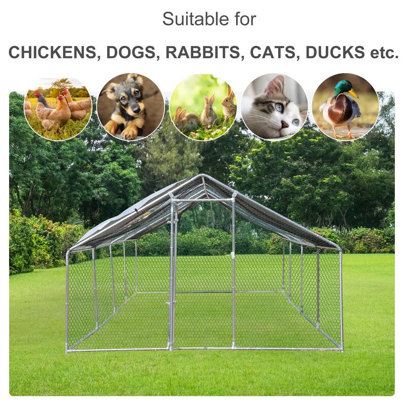 PawHut Chicken Coop Walk-in Enclosure with Cover