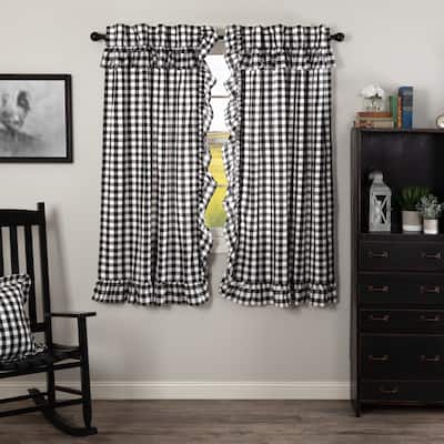 Annie Buffalo Check Ruffled Short Panel Set - Short Panel 63x36 - Short Panel 63x36