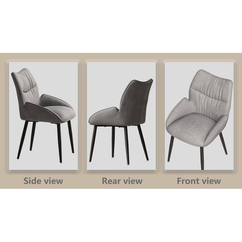 Velvet Upholstered Dining Chair Set of 4, Modern Kitchen Armless Chair with Metal Legs Parsons Chair with Tufted Backrest