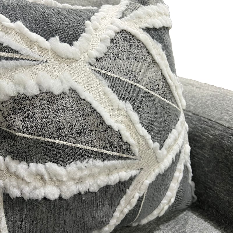 Roundhill Furniture Arden L-Shaped Convertible Living Room Sofa Chaise with Floating Ottoman, Posh Gray - 7'6" x 9'6"