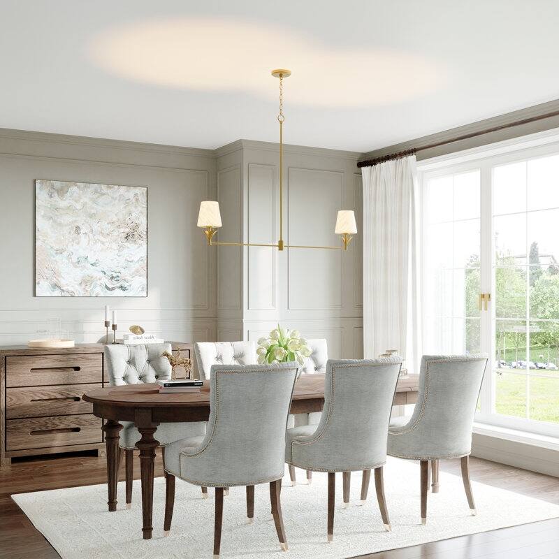 Acroma - 2 Light Gold Steel & Glass Dimmable Modern Linear Chandelier - N/A