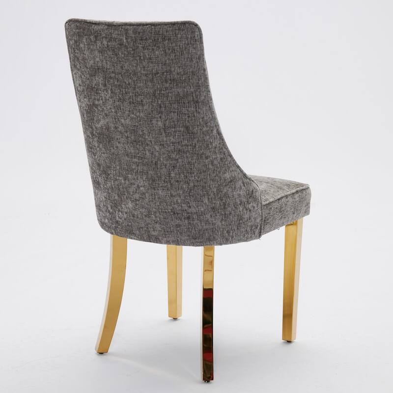 Rayon Cloth Flocking Chenille Dining Chairs Comfy Fabric Upholstered Accent Chair for Dining Room,Set of 2