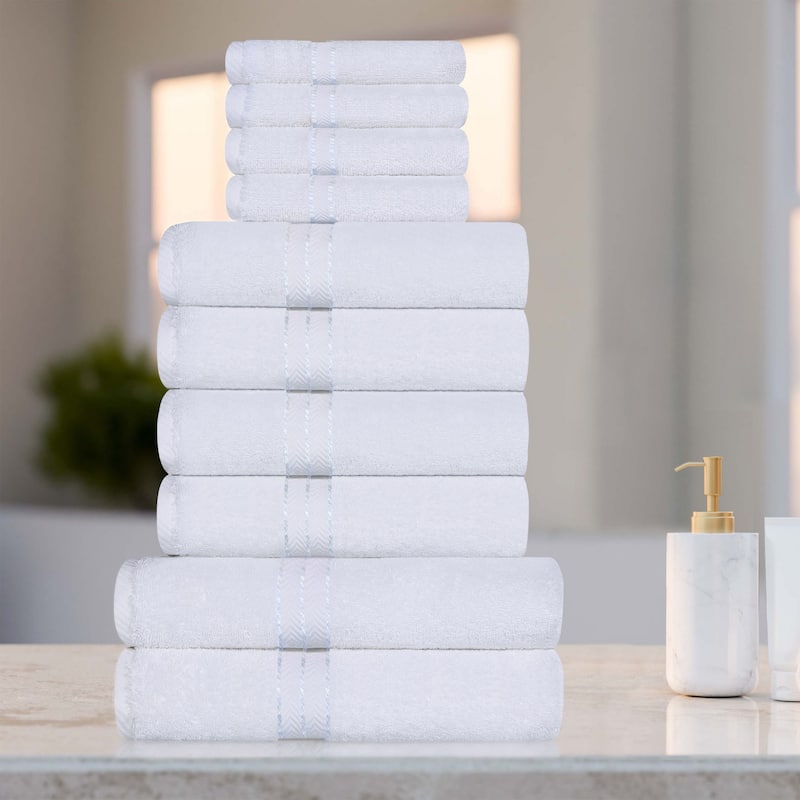 Turkish Cotton 10 Piece Absorbent Heavyweight Towel Set by Superior - White