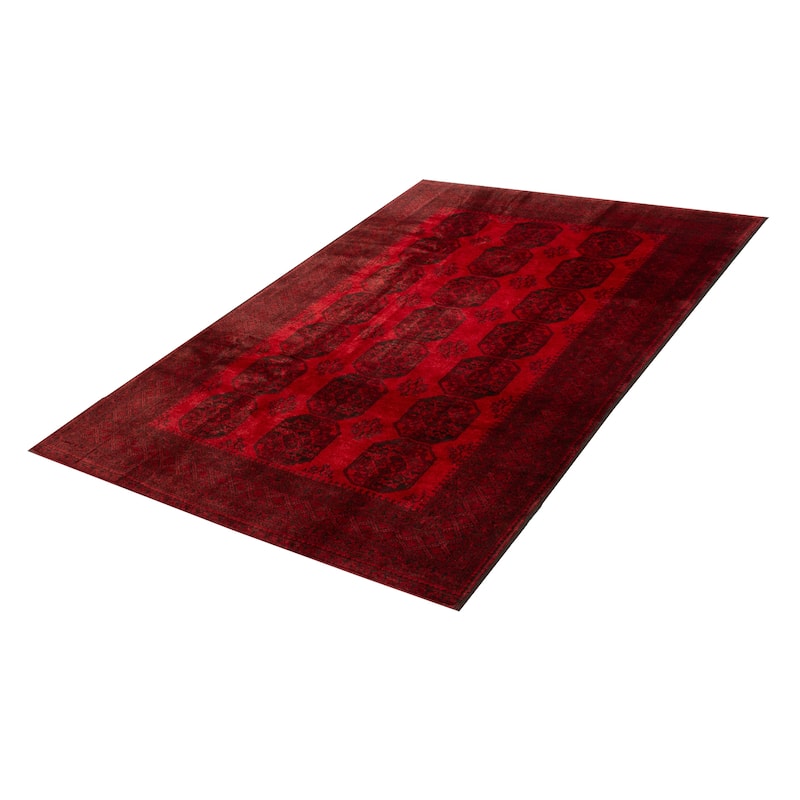 ECARPETGALLERY Hand-knotted Teimani Red Wool Rug - 6'8 x 9'4