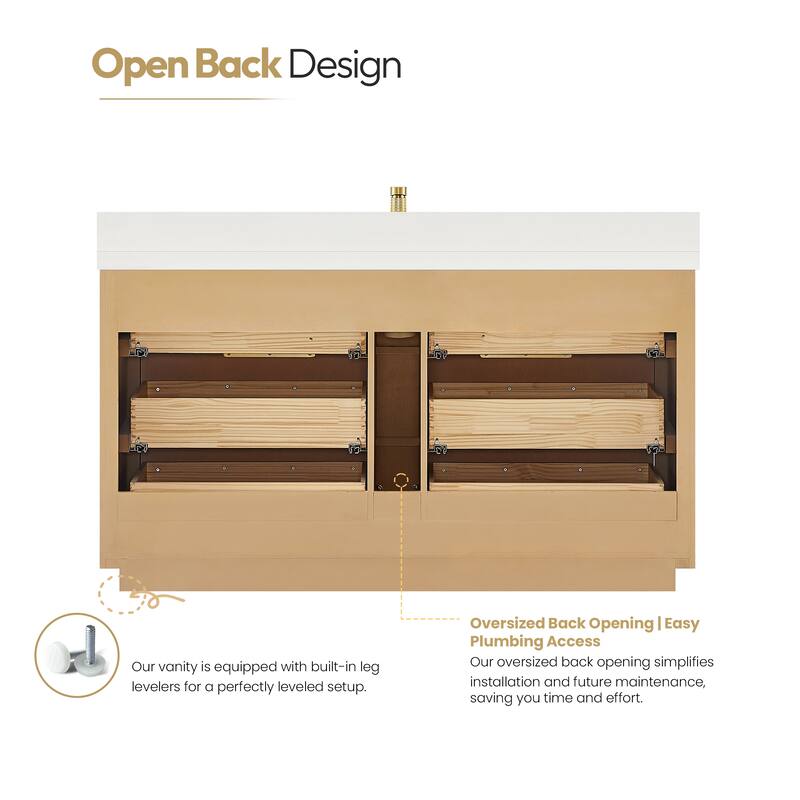 Santarem Single Vanity with Pure White Quartz Stone Top without Mirror