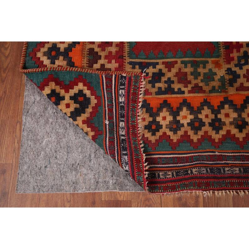 Flatweave Vegetable Dye Kilim Qashqai Persian Antique Runner Rug - 4'7"x 15'11"